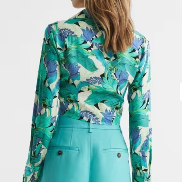 REISS Dana Tie Front Shirt – Aquamarine – US 4 – NWT - Picture 4 of 11